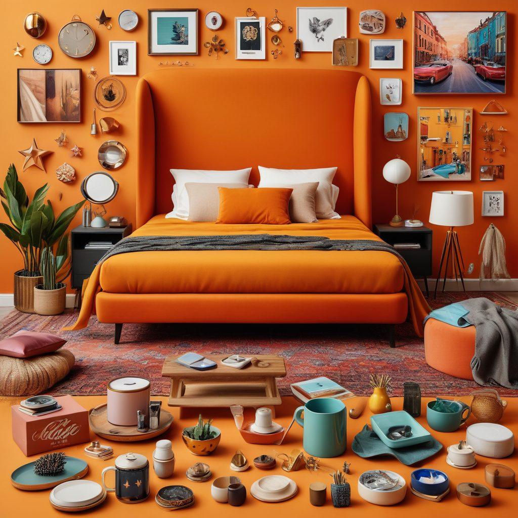 A vibrant collage showcasing diverse lifestyle elements, including stylish home decor, trendy fashion accessories, and innovative gadgets, symbolizing connection and discovery. Incorporate warm, inviting colors with people engaged in discussions or sharing experiences. Blend in product review icons like stars and thumbs up subtly in the background. Super-realistic. Vibrant colors. 3D.